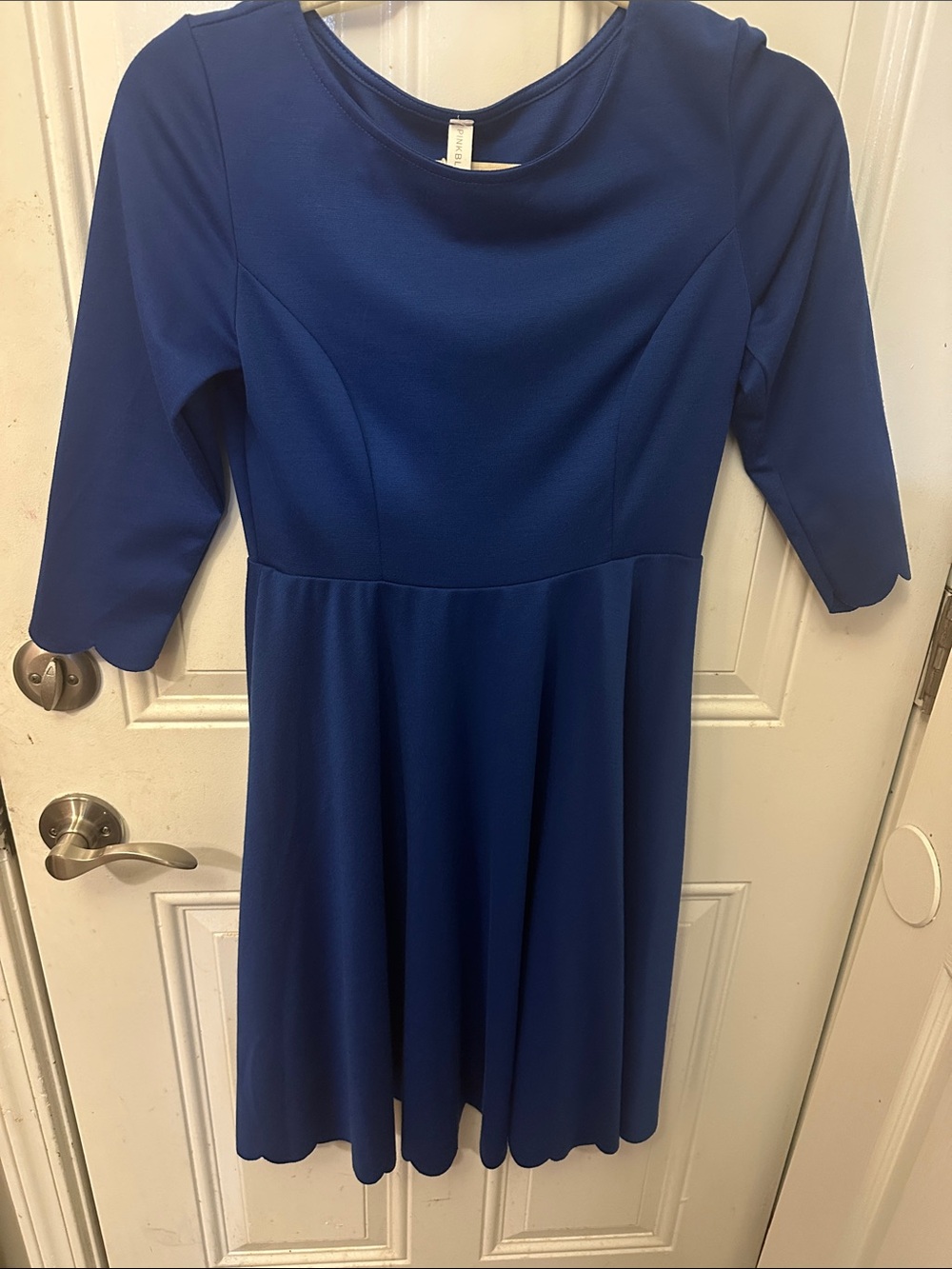 Royal Blue Fit-and-Flare dress mod twee scallop - Pink Blush Small - Medium NWT
